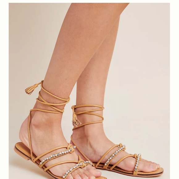 Anthropologie Puka Ankle-Tie Sandals - Picture 2 of 9